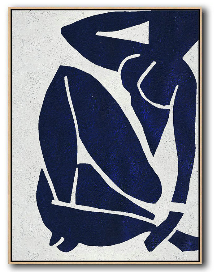 Buy Hand Painted Navy Blue Abstract Painting Nude Art Online,Colorful Wall Art #X2J1